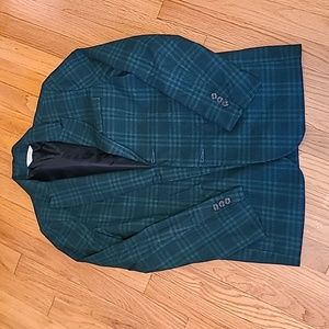 Boys Green/black plaid jacket